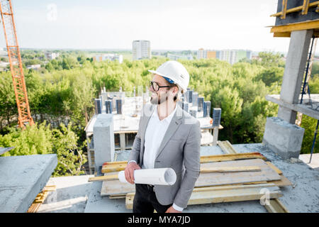 Man on the structure outdoors Stock Photo