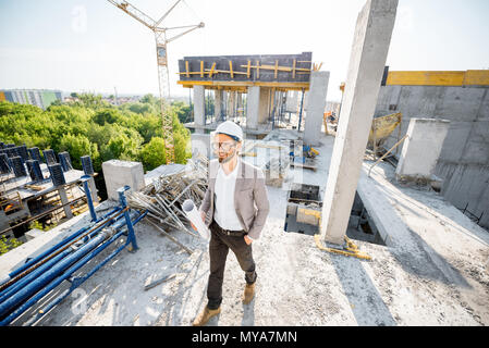 Man on the structure outdoors Stock Photo