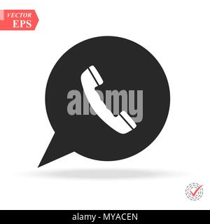 white phone handset in speech bubble vector icon eps10 Stock Vector