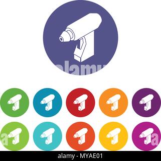 Manual welding torch icons set vector color Stock Vector