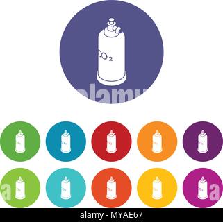 Welding cylinder co2 icons set vector color Stock Vector