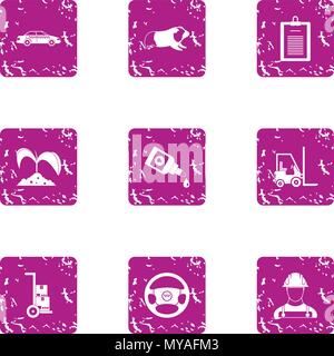 Industrial cultivation icons set, grunge style Stock Vector