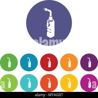 Avto welding torch icons set vector color Stock Vector
