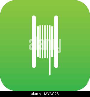 Electric cable in coil icon digital green Stock Vector