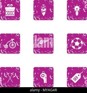 Calisthenics icons set, grunge style Stock Vector