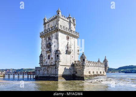 Belem tower. Ancient defensive fortress in Lisbon, Portugal Stock Photo