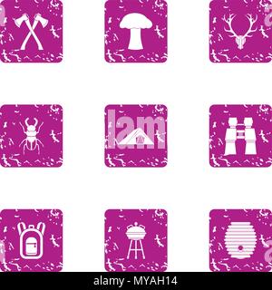 Worldwide icons set, grunge style Stock Vector