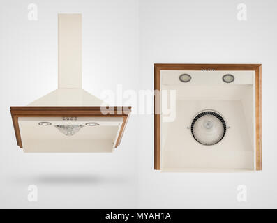 kitchen hood in two angles on a white background. kitchen appliances. Isolated Stock Photo