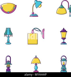 Illuminator icons set, cartoon style Stock Vector