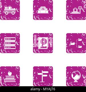 Sharing knowledge icons set, grunge style Stock Vector