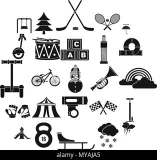 Games for children icons set, simple style Stock Vector