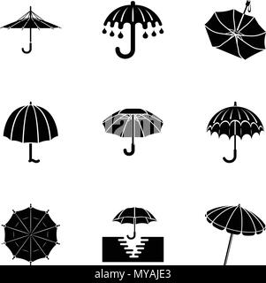 Umbrella icons set, simple style Stock Vector