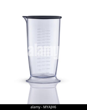 measuring beaker on a white background with reflection. kitchen appliances Stock Photo