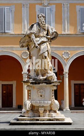 statue on plinth in pisa, tuscany, italy Stock Photo