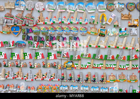 the leaning tower of pisa novelty souvenirs on market stall, tuscany, italy Stock Photo