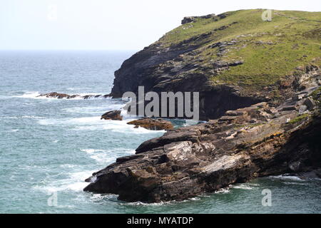 Coastal view from Tintagel castle, Cornwall, UK Stock Photo