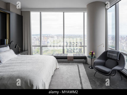 'Modern bedroom in apartment in New York City, USA' Stock Photo