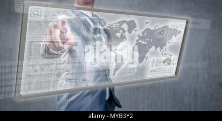 Businessman working on digital screen, new generation technology concept Stock Photo
