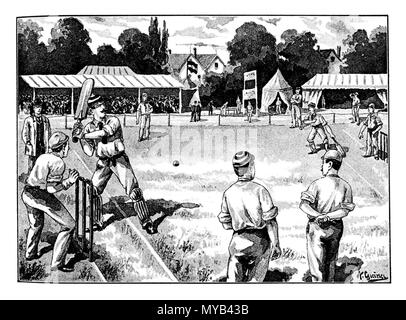 Cricket: Game scene, A Greiner  1895 Stock Photo