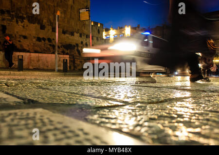 Jerusalem Israel May 31, 2018 View of the street of the old city of Jerusalem from the ground in the night Stock Photo