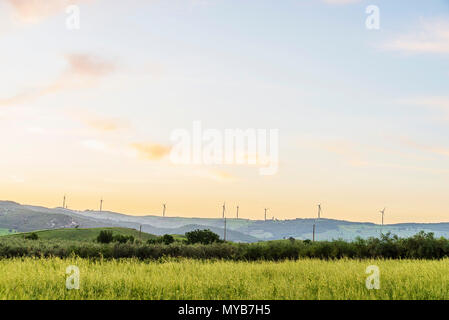 dawn over rural landscapes in Val d'agri countryside, basilicata Stock Photo