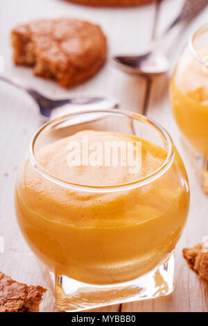 Zabaglione - italian alcoholic dessert, selective focus. Stock Photo