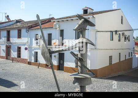 Don Quixote steel sculpture at Saceruela Town Square, Ciudad Real, Spain Stock Photo