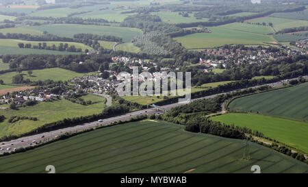 aerial view of Aberford village near Leeds Stock Photo