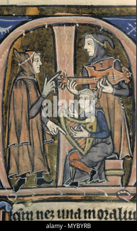 English Citole And Harp From The School Of Mont Saint Michel Ms 222 Bibliotheque D Avranches 13th Century Circa 1270 Unknown 132 Citole And Harp From School Of Mont Saint Michel Ms 222 Stock Photo