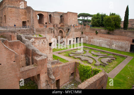 May 11, 2016: Rome, Italy- the famous gardens in the roman ruins of the colosseum Stock Photo