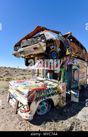 Old cars in a junkyard in Goldfield, Nevada Stock Photo