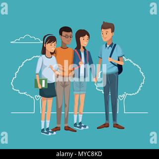 Young friends cartoon Stock Vector