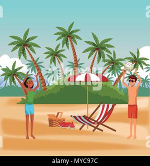 People and beach Stock Vector