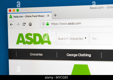 LONDON, UK - MAY 23RD 2018: The homepage of the official website for Asda - the British supermarket retailer, on 23rd May 2018. Stock Photo