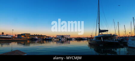 Panoramic view of the port of Estepona, on the Costa del Sol, Malaga province, Andalusia, Spain Stock Photo