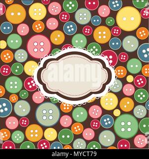 vintage frame, sewing buttons Stock Vector