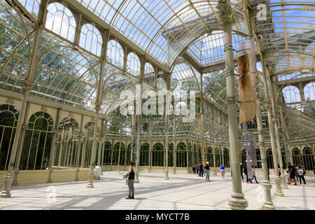 Inside the Palacio Cristal, Crystal Palace, Parque del Buen Retiro, Madrid, Spain. May 2018 Stock Photo