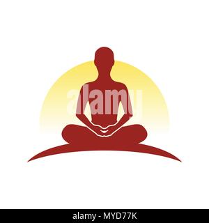 Up Hill Meditation Vector Symbol Graphic Logo Design Stock Vector