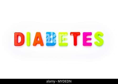 The word DIABETES spelt out with coloured letters. Stock Photo