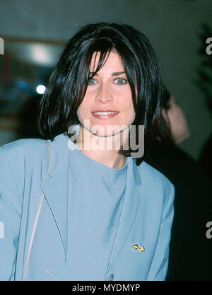 28 Apr 2000, Los Angeles, California, USA --- Original caption: Seventh Annual Race to erase MS. Celebrities Dustin Hoffman, Sylvester Stallone, (Natalie Cole), Christian Slater, Wyclef Jean, Sidney Poitier, at Century Plaza, Century City. The 7th race to ease MS presented by Tommy Hilfiger and VH 1. Gala dinner benefiting the Nancy Davis Foundation for Multiple Sclerosis. The event honors also Montel Williams, who will received the 1st ever award. [?] --- Image by © . / USANancy McKeon at MS Event Red Carpet Event, Vertical, USA, Film Industry, Celebrities,  Photography, Bestof, Arts Culture  Stock Photo
