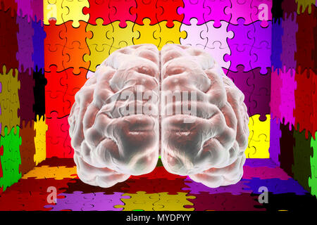 Autism spectrum disorder, conceptual illustration. Autism spectrum disorder is used to describe several neurodevelopmental disorders that involve deficits in social communication and interaction, and restricted or repetitive patterns of behaviour or interests. Stock Photo