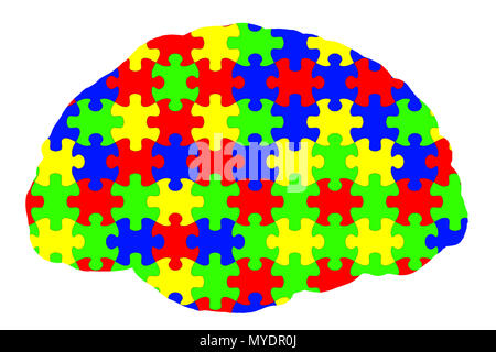 Autism spectrum disorder, conceptual illustration. Autism spectrum disorder is used to describe several neurodevelopmental disorders that involve deficits in social communication and interaction, and restricted or repetitive patterns of behaviour or interests. Stock Photo