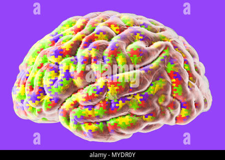 Autism spectrum disorder, conceptual illustration. Autism spectrum disorder is used to describe several neurodevelopmental disorders that involve deficits in social communication and interaction, and restricted or repetitive patterns of behaviour or interests. Stock Photo