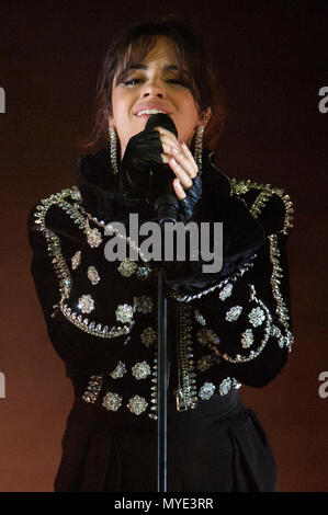 Camila Cabello performs on the second of her three UK dates on her Never Be The Same Tour, 02 Academy, Birmingham, UK. 6th June 2018. Credit: Antony Nettle/Alamy Live News Stock Photo