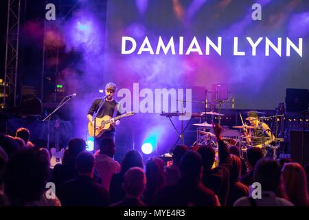 Cannes, France, 6 June 2018, Damian Lynn in concert at Midem 2018, Midem Beach, Cannes Â© ifnm / Alamy Live News Stock Photo