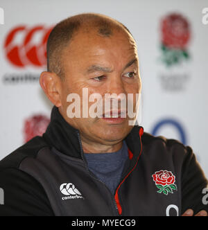 Umhlanga, Durban, South Africa. 7th June 2018, Kashmir restaurant, Umhlanga, Durban, South Africa. Eddie Jones (Head Coach) of England during the England Press Conference at the Kashmir restaurant Credit: Action Plus Sports Images/Alamy Live News Stock Photo