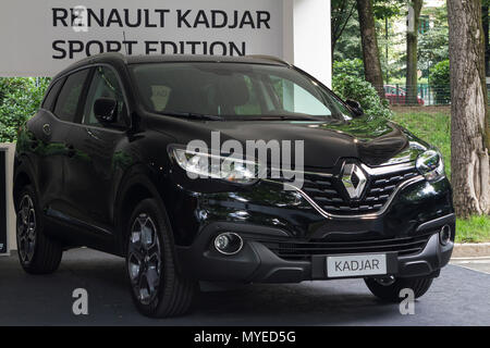 Torino, Italy. 7th June 2018. A black Renault Kadjar. 2018 edition of Parco Valentino car show hosts cars by many automobile manufacturers and car designers inside Valentino Park in Torino, Italy Credit: Marco Destefanis/Alamy Live News Stock Photo