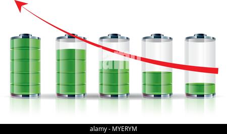 Battery icon collection, battery energy display. Stock Vector