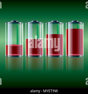 Battery icon collection, battery energy display. Stock Vector