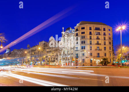 Passeig de Gracia with Casa Batllo in Barcelona Spain Stock Photo